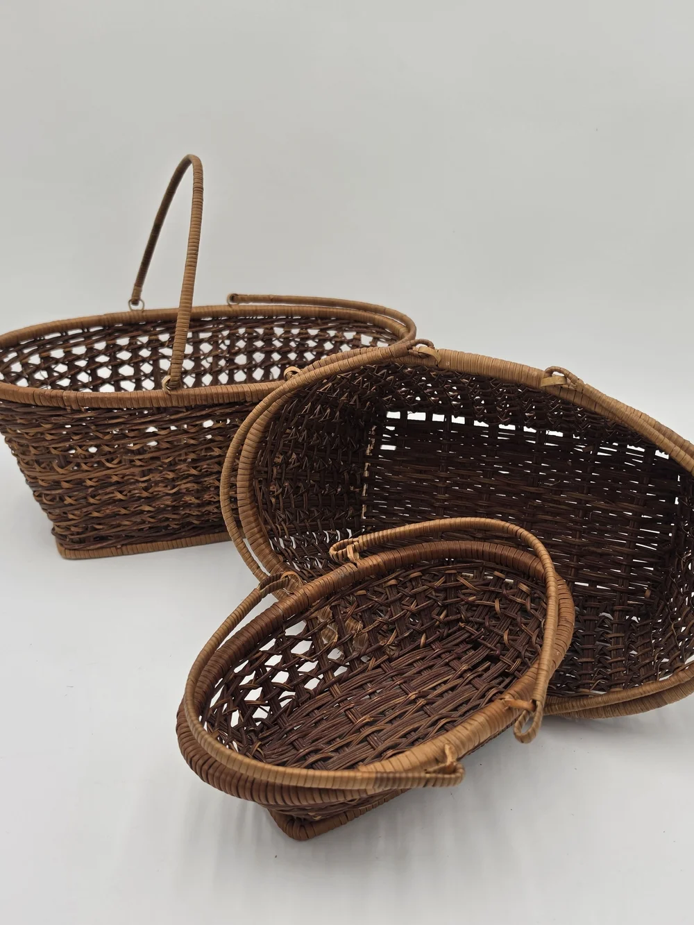 Woven Wicker Basket Trio